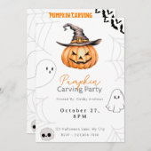 ジャックオランタンパンプキンカービングパーティー 招待状 (正面/裏面)