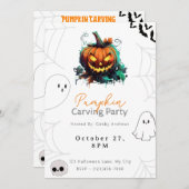 ジャックオランタンパンプキンカービングパーティー 招待状 (正面/裏面)