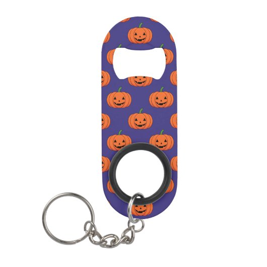 ジャックオランタンパンプキンハロウィンパターン キーホルダー栓抜き (正面)