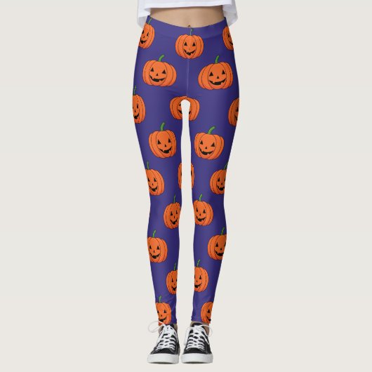 ジャックオランタンパンプキンハロウィンパターン レギンス (正面)