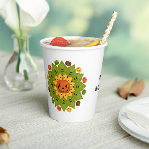 ジャックオランタンパンプキンハロウィーンの花 紙コップ