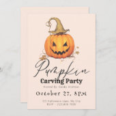 ジャックオランタンパンプキ素朴ン彫刻パーティー 招待状 (正面/裏面)
