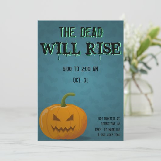 ジャックオランタンパーティーハロウィーンこうもりパンプキンデッド 招待状 (スタンド正面)