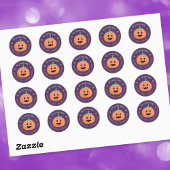 ジャックオランタンパープルハロウィーン封筒用シール ラウンドシール