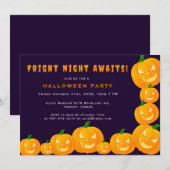 ジャックオランタンパープル&オレンジハローウィンパーティ 招待状 (正面/裏面)