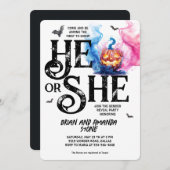 ジャックオランタンピンクブルーハロウィンジェンダーリビール 招待状 (正面/裏面)