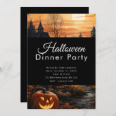 ジャックオランタンフルムーンハロウィンディナーパーティー 招待状 (正面/裏面)