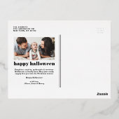 ジャックオランタンブラックとホワイトのフォトハロウィーン 箔シーズンポストカード (裏面)