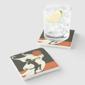 ジャックオランタンブラックキャット幽霊ホーン ストーンコースター (横)