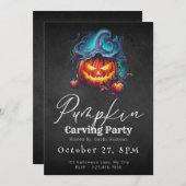 ジャックオランタンブラックパンプキンカービングパーティー 招待状 (正面/裏面)