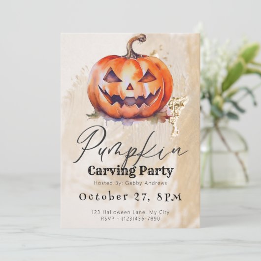 ジャックオランタンベージュパンプキンカービングパーティー 招待状 (スタンド正面)