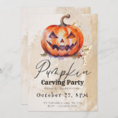 ジャックオランタンベージュパンプキンカービングパーティー 招待状 (正面/裏面)