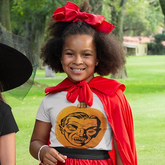 ジャックオランタンヴァンパイア顔ハロウィンガールズ Tシャツ