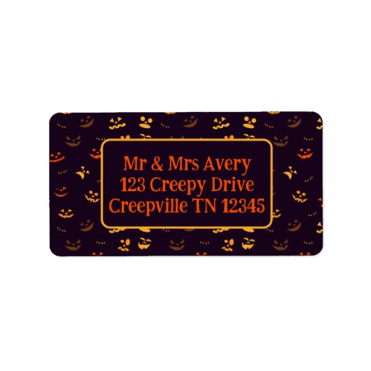 ジャックオランタン顔 ラベル (正面)