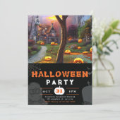 ジャックオーランタンとお化け屋敷の黒いハロウィン 招待状 (スタンド正面)