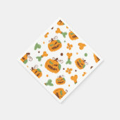 ジャックオーランタンと骸骨のスプーキー・ハロウィン スタンダードカクテルナプキン (角)