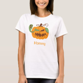 ジャックオーランタンと骸骨のハロウィンママ Tシャツ