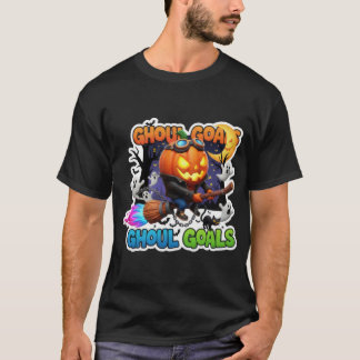 ジャックオーランタンの箒飛行イラスト Tシャツ
