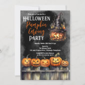 ジャックオーランタンハロウィンカボチャ彫りパーティー 招待状 (正面)