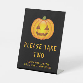 ジャックオーランタンパンプキンハロウィンお菓子を取ってね 台座サイン