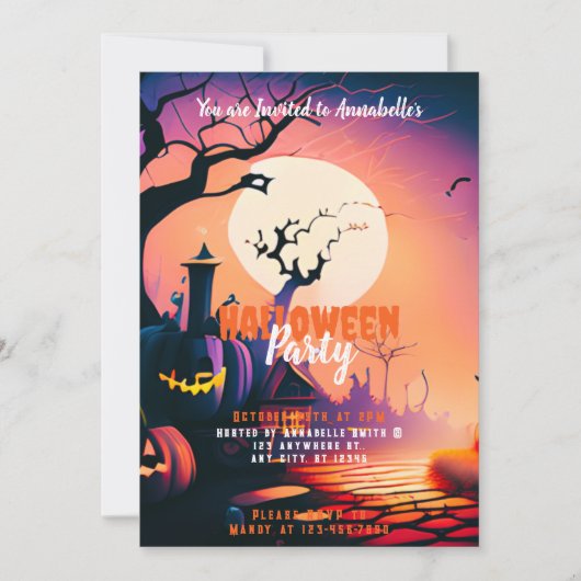ジャックオーランタン満月ハロウィンパーティー 招待状 (正面)