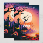 ジャックオーランタン満月ハロウィンパーティー 招待状 (正面/裏面)