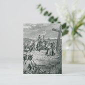 ジャックカルティエGaspeで十字架を設定 ポストカード (スタンド正面)