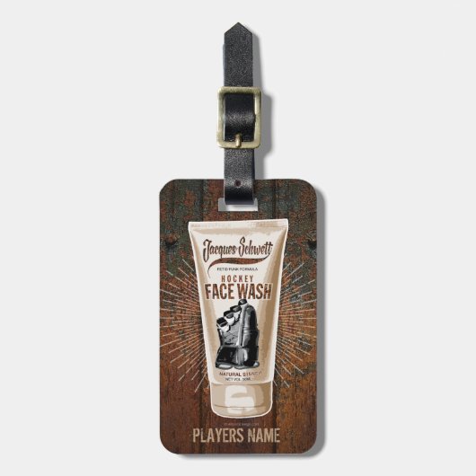 ジャックシュウェットホッケー顔ウォッシュラゲッジタグ ラゲッジタグ (正面縦)