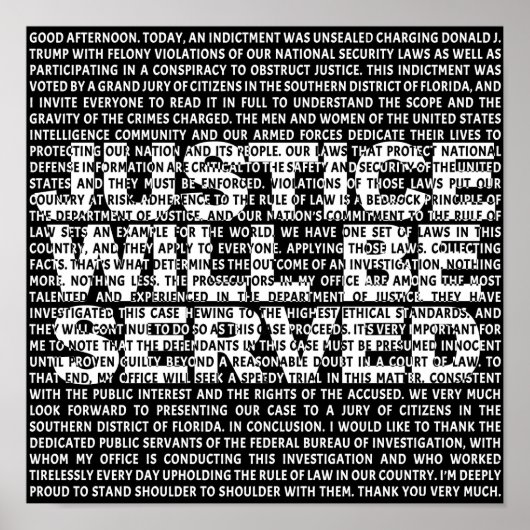 ジャックスミスアンチトランプ起訴の政治引用文 ポスター (正面)