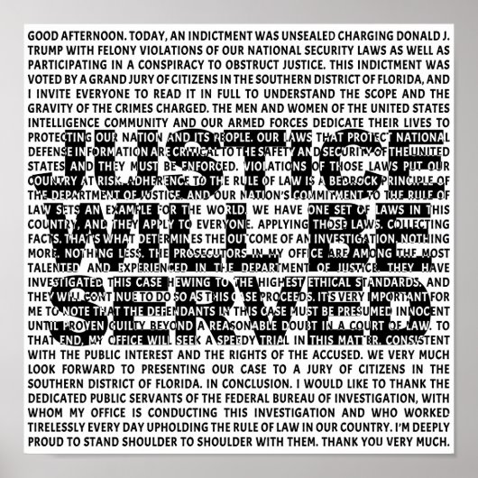 ジャックスミスアンチトランプ起訴政治引用文P ポスター (正面)