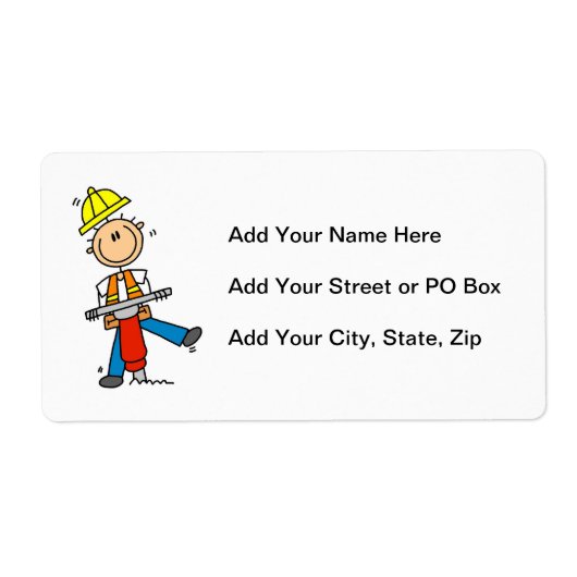 ジャックハンマーのギフト付き建築ワーカー ラベル (正面)