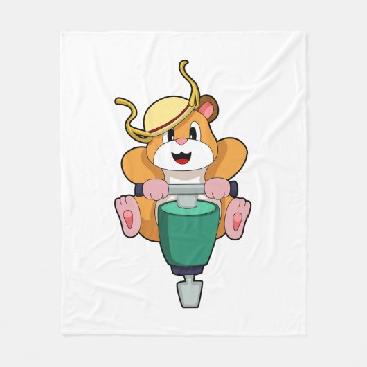 ジャックハンマー付きハムスター フリースブランケット (正面)