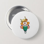 ジャックハンマー付きハムスター 缶バッジ (正面&裏面)