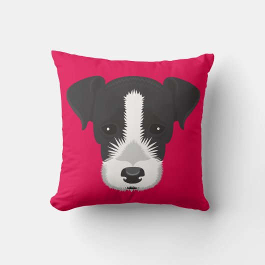 ジャックピンクのラッセルテリア クッション (正面)