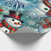 ジャックフロストと雪だるまクリスマステーマ ラッピングペーパー (角)