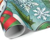 ジャックフロストと雪だるまクリスマステーマ ラッピングペーパー (ロールコーナー)
