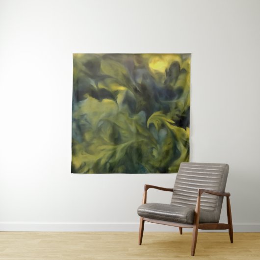ジャックフロストインブルーグレーとイエローの抽象芸術アート タペストリー (インサイチュ)