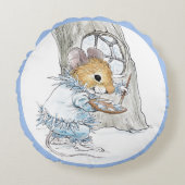 ジャックフロスト冬のマウスの円形の枕 ラウンドクッション (正面)
