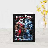 ジャックフロスト励起サンタクロースのクリスマスジムの仕事 カード (黄色い花)