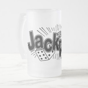 ジャックポットすりガラス製ビアマグ フロストグラスビールジョッキ
