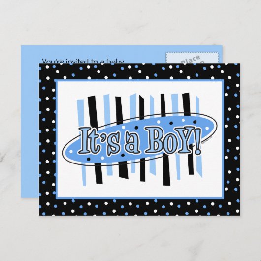 ジャックポット男の子の赤ちゃんシャワー招待状ポストカー インビテーションポストカード (正面/裏面)