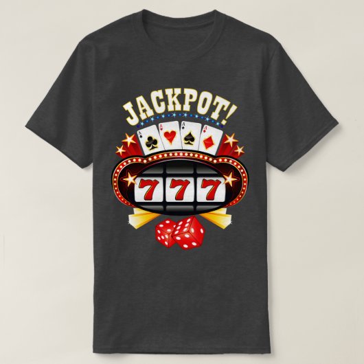 ジャックポット賭博ギャンブルプレイヤースロット機 Tシャツ (デザイン正面)