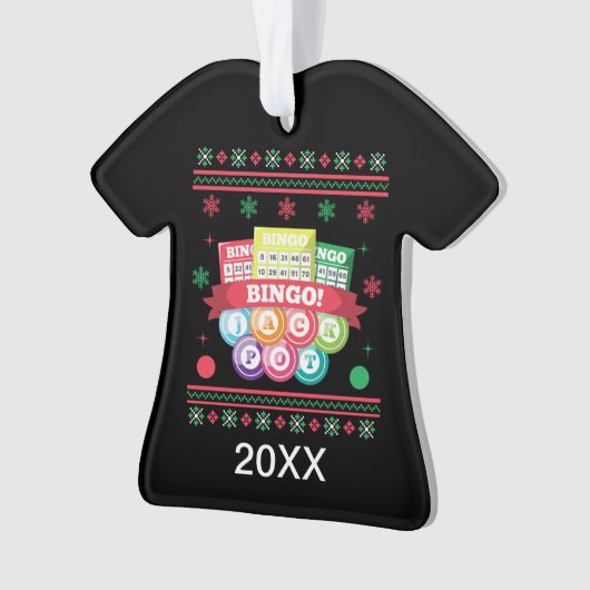 ジャックポッパーソナライズされたトビンゴカード醜いクリスマスセーター オーナメント (正面)