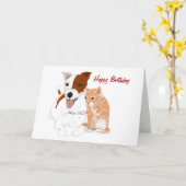 ジャックラッセルとキットン誕生日カード カード (黄色い花)