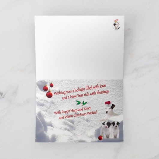 ジャックラッセルのクリスマスは挨拶状を望みます シーズンカード (内部)