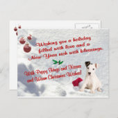 ジャックラッセルのクリスマスは郵便はがきを抱き締め、接吻します シーズンポストカード (正面/裏面)