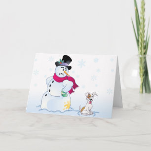 ジャックラッセルのテリアおよび雪だるま シーズンカード