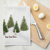 ジャックラッセルのピンクのポインセチアの台所タオル キッチンタオル (四つ折り)