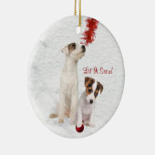 ジャックラッセルの子犬はそれがオーナメント雪が降るようにしました セラミックオーナメント (右)