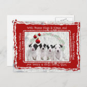 ジャックラッセルの子犬はクリスマスの願いを抱き締めましたり及び接吻します シーズンポストカード (正面/裏面)